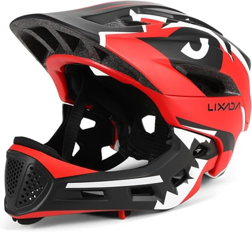 Lixada Kids Bike Helmet Adjustable Detachable Full Face Helmet for Cycling Helmet for Children Bicycle, Skateboard, Scooter, Protective Gear (20.5-22 Inches)