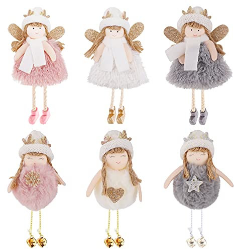 6 Piezas Angel Dolls Árbol de Navidad Decoración Adorno Colgante de Navidad,Angel Doll Colgante de Decoración del Hogar Aadornos Colgantes para árbol de Navidad para Decoración de Navidad Colorful01