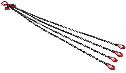 Élingue Chaîne, 2m 4T 6 Mm G80 élingues de Grue en Acier Chaîne de Force avec élingue de Grue 4 Brins Crochet à Chape pour Opérations de Levage Mines Ports Bâtiments Aciéries