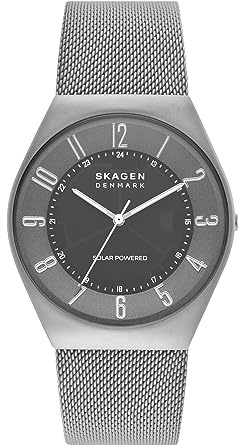 Skagen Men's Grenen Solar-Powered Charcoal Gray Stainless Steel Mesh Band Watch (Model: SKW6836)