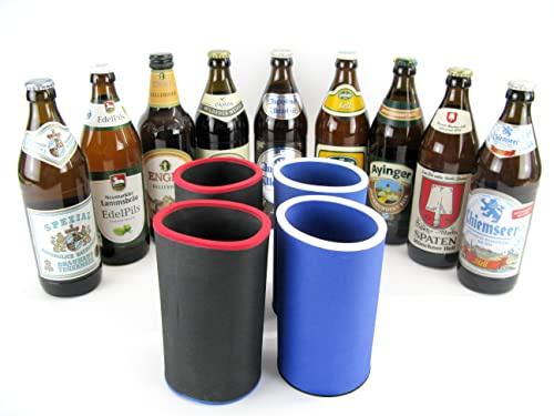 asiahouse24 Set di 4 birre bavaresi in miscela colorata, refrigerante per bevande, refrigeratore per birra, refrigeratore per bottiglie di birra standard, refrigeratore di qualità 2023 (set di 4 birre