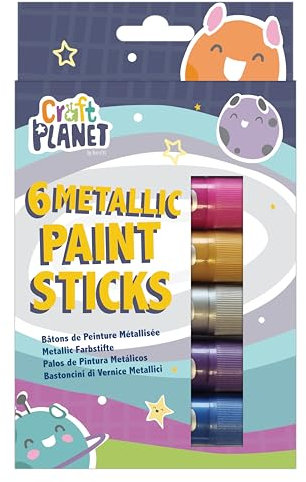 Craft Planet Metallic Paint Pens - 6 Kids Washable Paint Sticks - Assorted Metallic Colours - Perfect for Kids, Toddlers, Baby - Finger Painting, Poster Art, Handprints, Crafts & Window Art