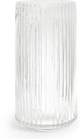 Aoderun Blomvas, moderna vaser, täcko, stor glasvas, cylinder, 25 cm hög vas, klar, pampasgräs med vas för rosa hyacint, tulpan (klar, 25 cm)