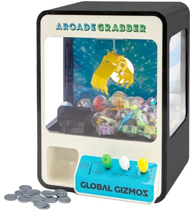 Global Gizmos 50189 Candy Grabber/Claw Machine Arcade Game for Kids/Joystick Controls/Monete incluse/Colore nero