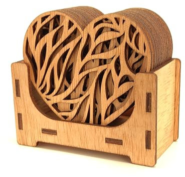 Set de 12 Posavasos Corazón Mandala: Elegantes Diseños Tallados en Madera, 9x9cm, Ideal para Decorar y Proteger Tus Superficies con Estilo