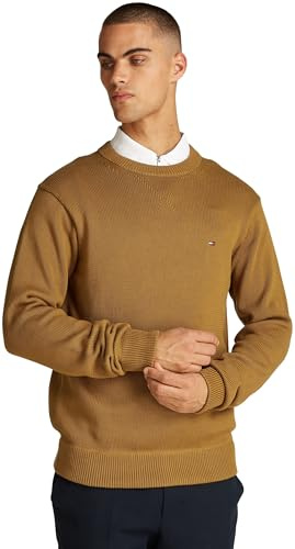 Tommy Hilfiger Uomo Pullover Chunky Cotton Crew Neck Pullover in Maglia, Marrone (Country Brown), XXXL