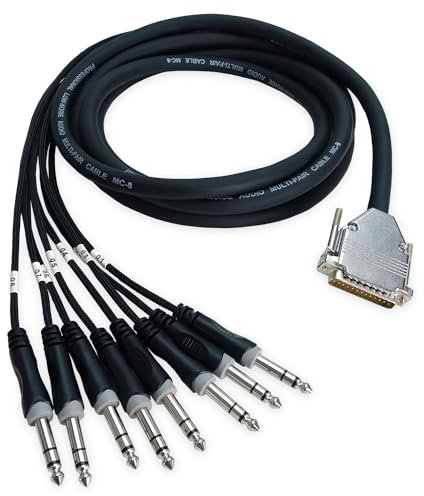 keepdrum sna56-8 Multicore-Kabel Snake Sub-D DB-25 zu 8x 6,35mm TRS-Klinke Kabelpeitsche 3m