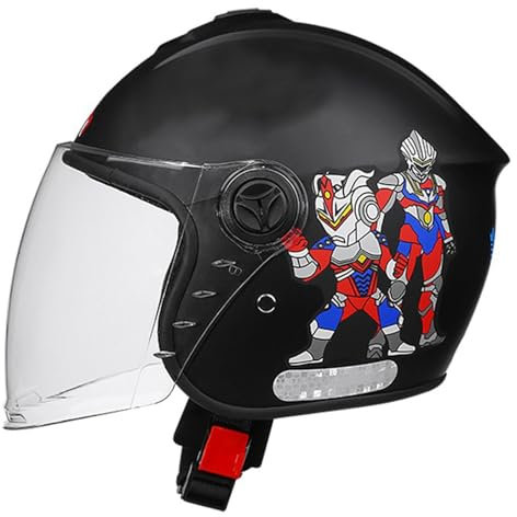 GNIUBBDB Offener Motorradhelm für Kinder mit Sonnenblende, für Jungen und Mädchen, Leichter Motorradhelm, ECE-zertifizierter Jethelm für Moped, ATV, Roller F,48-55CM