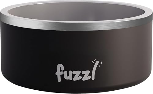 Fuzzl Titan Dog Bowl 17cm - Matt Black Thermal Insulated Dog Bowl for Indoors and Outdoors with Ultra Grip Rubber Base - Versatile Dog Bowls and Dog Water Bowl for Hydration and Feeding