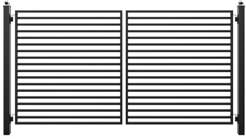ZUMI Dual Swing Driveway Gate, 12x6 ft. Outdoor Steel Fence for Home Security, Heavy-Duty Weatherproof Iron Kit, Brooklyn Style