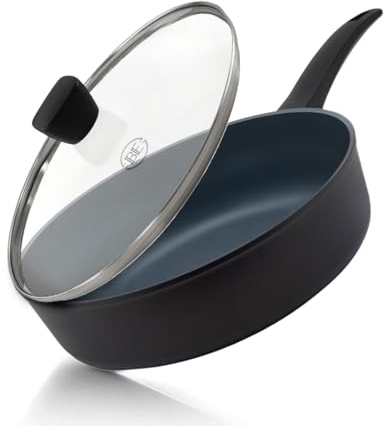 Be Living Delight Schmorpfanne mit Deckel – Ø 28 cm, Sauté Pan, Hoher Rand, Non Stick Keramik, Antihaft, Induktion, Ohne ptfe und pfoa, Schwarz