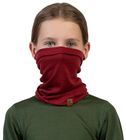 menique Kinder Merino Schlauchschal – 100% Merinowolle Loop Schal, Halstuch, Halswärmer, Kinderschal Winter, Atmungsaktiv Dünner Fleece Loop, Mädchen Jungen fur Skifahren & Outdoor, Königsblau Kirsche