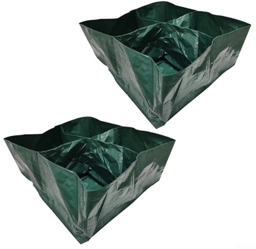 Due sacchetti per piante con 4 e 6 scomparti a griglia per verdure e patate, realizzati in tessuto traspirante per incoraggiare la crescita sana delle radici e il drenaggio del suolo (A)