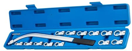 Ksikdeg Kit de démontage de poulie de distribution professionnel avec adaptateurs à 12 points, outils antirouille et étui portable pour réparation automobile, ensemble de clés tendeurs de courroie de