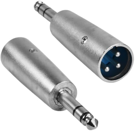 Pack de 2 Audio Adaptador XLR Macho a Hembra Balanceado, Adaptador XLR a Jack Estéreo TRS Macho de 6,35 mm, Conectores de Alta para Micrófono Mezclador Altavoz Consola Amplificador Instrumentos
