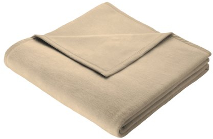 Biederlack Wohn- und Kuscheldecke, 100 % Baumwolle, Samtband-Einfassung, 150 x 200 cm, Beige, Cotton Pure, 239701