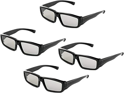 YiHao 4er Pack Unisex Passive Polarisierte 3D-Brille für LG, Sony, Panasonic, Toshiba und alle Passiven 3D-TVs RealD 3D-Kino-Brille zum Ansehen von Filmen Family Pack Circular Polarized Lenses