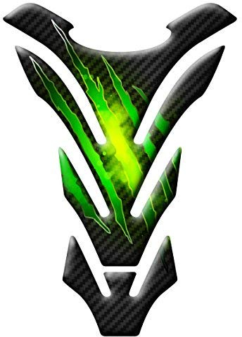 TANKSCHULTZ 3D CARBON SCRATCH KOMPATIBEL FÜR MOTO HONDA KAWASAKI APRILIA DUCATI CAGIVA YAMAHA PE(N) (Green)