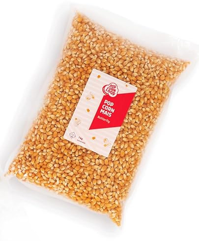 Popcornloop ® Premium Popcornmais Butterfly 1kg für Popcornmaschinen Kinopopcorn Beste Gold Qualität Vegan Glutenfrei Ohne Gentechnik