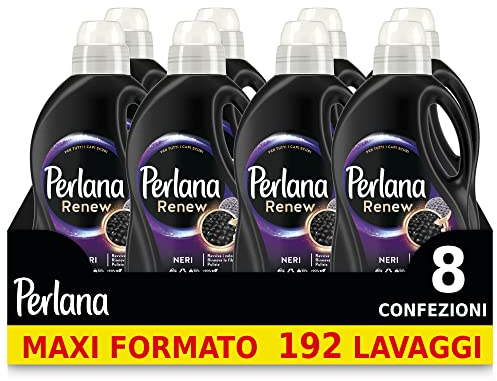Perlana Renew Lana Nero, detersivo lavatrice per capi neri e scuri, rinnova e protegge l'intensità del colore, confezione singola da 24 lavaggi