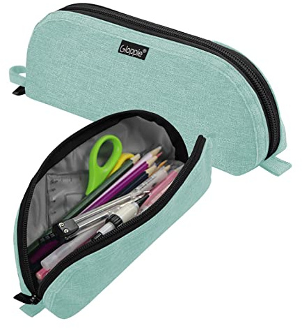 Gloppie Bolsa de Lápiz Estuche Organizador, Pequeño Estuche para Lápices con Cremallera, Estuche Kawaii para Niños, Suministros Escolares para Estudiantes, Verde Menta