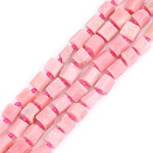 JOE FOREMAN 32Pcs 8x10mm Natural Pink Opal Jasper Stone Gemstone Faceted Freeform Tube Column Chakra Beads for Jewelry Making Full 15 Strand Power Energy Healing Stone
