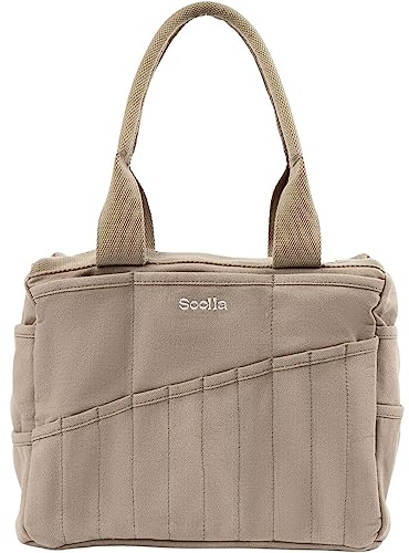 Soolla Studio Bag: Pottery Tool Bag & Craft Storage, Art Supply Organizer, Washable Tote, Knitting Yarn, Crochet Projects, 30 Pockets, 20+ Canvas Colors, Gift for Artists & Teachers (Graphite)