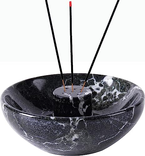 Radicaln Porte-encens en marbre Noir Fait à la Main avec 9 Trous d'encens - Idéal pour la décoration de Chambre, la décoration spirituelle, Les piqûres de moustiques et Les Attrape-Cendres