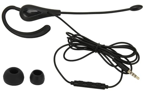 Cyrank Single Side Earphone Earbud, One Ear Ear Hook Headphone Sport Earphone with Hook Mono Headphone with Mic 3.5mm Wired Headset for Office for Safe Driving Biking Running Gaming and Working