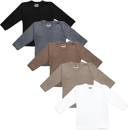 Parent MEA BABY Unisex babyomslagströja med långa ärmar, 100% bomull i 5-pack.