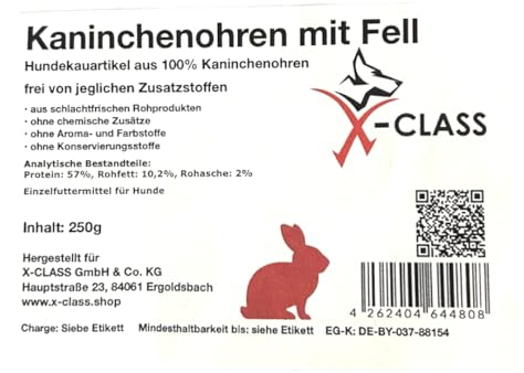 Kaninchenohren mit Fell, 2kg, Kausnack für Hunde