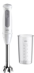 Braun Stabmixer MultiQuick 5 MQ 50001 M, 1000W, 21 Geschwindigkeitsstufen+Turbo, Edelstahl Pürierfuß, Easy Click System, SplashControl, Inkl. 600ml Becher, Weiß
