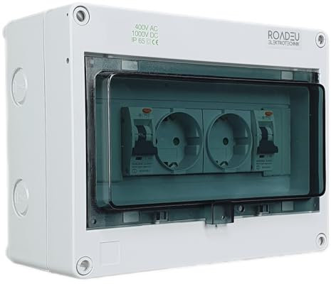 RoadEu - Coffret électrique de Chantier IP65 avec accessoires et disjoncteur différentiel intégré- 2 prises Idéal pour les ateliers, les garages et les usines