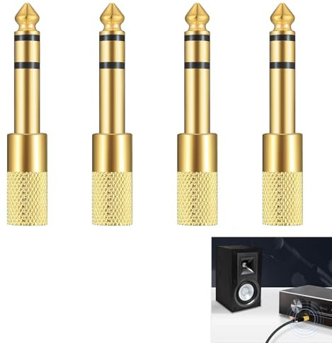 4 Pièces Adaptateur Jack 6.35mm Mâle vers 3.5mm Femelle, Casque Prise Adaptateur Connecteur Stéréo, Piano, Amplificateur, Table de Mixage, Guitare, DAC, Récepteur AV Connecteur Audio Professionnel