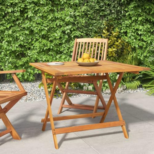 Myheimly Akazienholz Massiv Gartentisch Klappbar Bistrotisch Klapptisch Holztisch Garten Tisch Esstisch Terrassentisch Gartenmöbel 90 x 90 x 75 cm