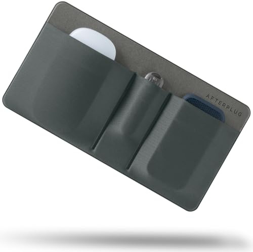 Afterplug 3-Pocket Storage Pouch, Adhesive Laptop Accessory Organizer, for Portable HDD, SSD, USB Drive, Mouse, Cables - Gray