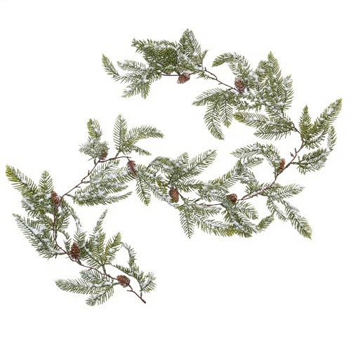 Junhui 160cm Ghirlanda Natalizia, Ghirlanda di Abete con Pigne, Ghirlanda Natalizia di Abete, Ghirlanda di Pino per Caminetti, Tavoli, Scale, Decorazioni Natalizie per Interni
