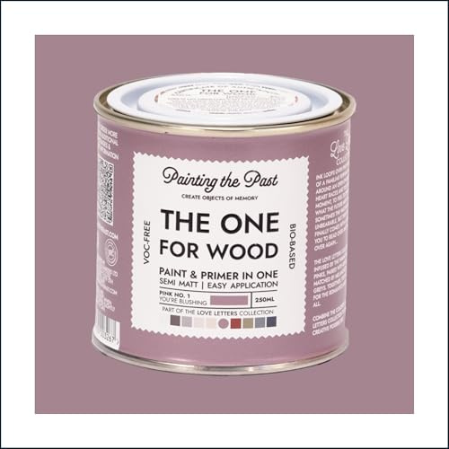 The One for Wood Paint & Primer 250ml Pink No. 1 You're Blushing | Semi Matt Finish, Bio-Based & VOC-Free Formula for Wooden Furniture & Surfaces | Durable & Easy Indoor Home Decorating