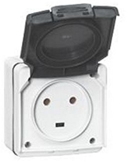 Legrand 091655 Prise Étanche Plexo Complet Saillie, 2P+T, 20A, IP55, Gris