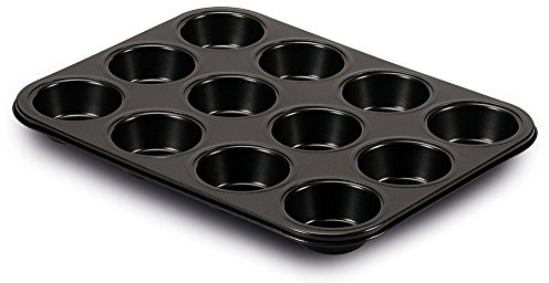 Guardini, Stampo 12 muffins 27x35 cm, Acciaio con rivestimento antiaderente, Nero, Made in Italy, Linea Gardenia