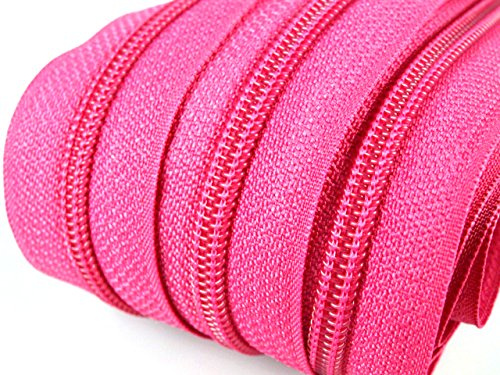 6 m oändlig dragkedja, 5 mm löpskena + 15 dragkedja, metervara, delbar, färgval (rosa)