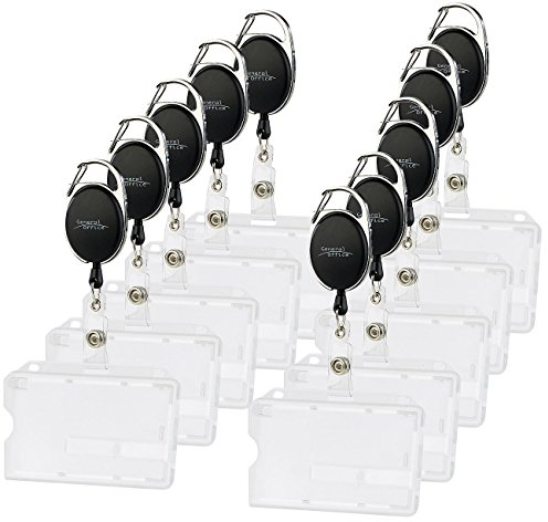 General Office Kartenhülle Hartplastik: Ausweishülle aus Hartplastik, 60-cm-Jojo-Befestigungs-Clip, 10er-Set (Ausweishalter, Kartenhalter mit Jojo, Schlüsselanhänger)