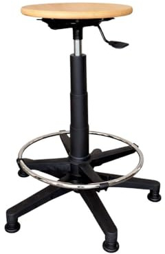 IDEALSEDIE Sgabello CON PIEDINI girevole regolabile in altezza, PUO' ESSERE RICHIESTO CON RUOTE IN FASE DI ORDINE IN ALTERNATIVA AI PIEDINI, tondello in multistrato di faggio - H Min 57Cm H Max 83 Cm