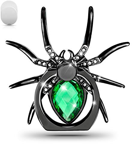 Allengel Spider Phone Ring Holder Stand, Animal Phone Ring Finger Grip Rhinestone Phone Kickstand for All Smartphone - Green