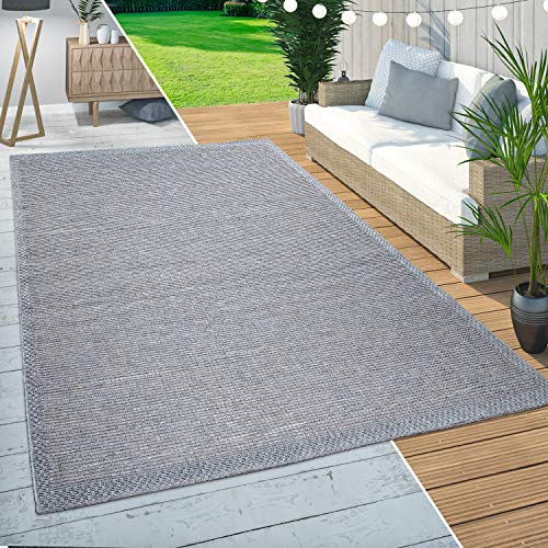 Paco Home In-& Outdoor Teppich Balkon Küchenteppich Modernes Bordüren Design Beige Grau, Grösse:300x400 cm