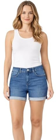 Women's Denim Shorts Distressed Denim Hot Pants UK Sizes 6-14 (Mid Wash, 14)
