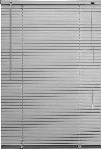 Ruby Deals PVC Venetian Blind Blinds Window 25mm Thin Slats Kitchen Windows Blinds Treatments Easy Fit Curtains Trimmable Fittings Home Office (Grey Blind, W60cm x L150cm)