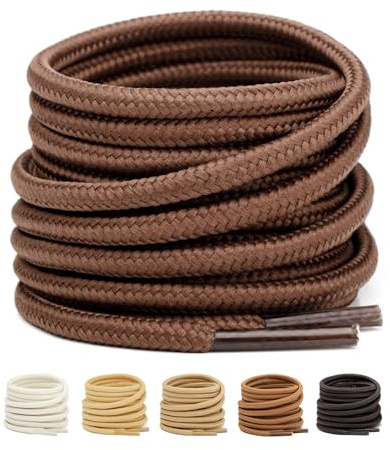 Stepace Lacci per Scarpe Rotondi [ 2 Paia ] Stringhe Robuste e Resistenti - per Scarpe Da Montagna e Da Trekking, Stivali - Diametro 4mm Marrone 54