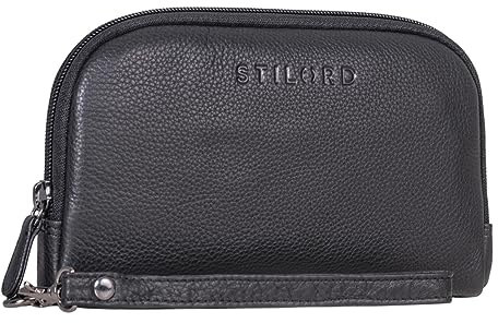 STILORD Maeve Clutch Geldbörse Leder für Damen Vintage Handytasche mit Abnehmbarer Handschlaufe Mini Handtasche Elegantes Portemonnaie aus Echtleder Farbe:schwarz