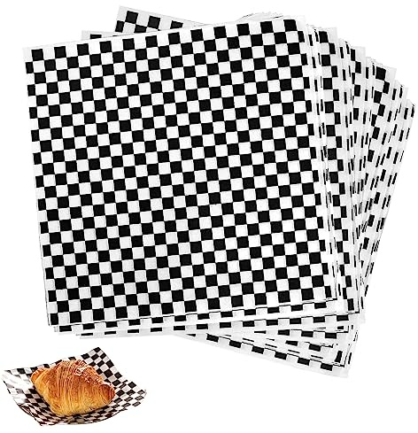 Deli pappersblad, 100 ark pommes papper för korg, miljövänligt bakpapper, wrap papper för hamburgare, inte klibbigt brödpapper för mat ost smörgås hamburgare pommes (28 x 26 cm, svart)